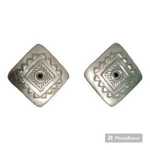 Southwest Sterling silver earrings 1" X 1" Aztec design